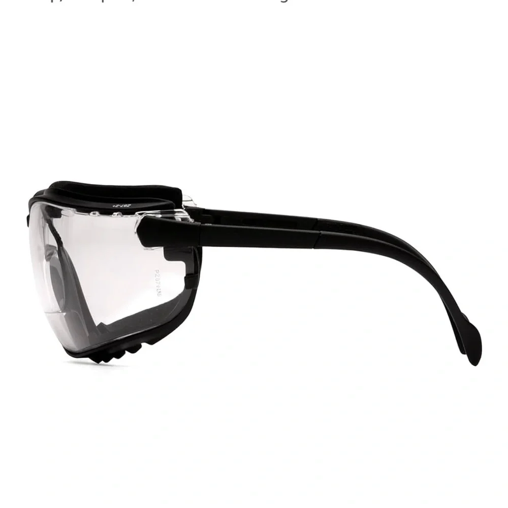 Black and Gray Wraparound Protective Glasses with Anti-Fog Lenses
